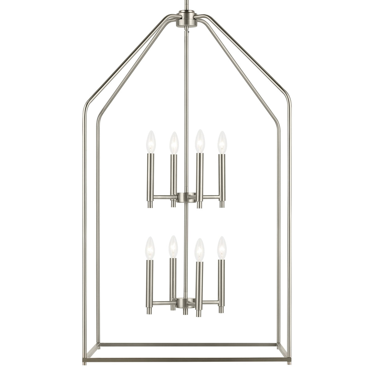 Kichler Madden 24in 8-Light Foyer Pendant | Modern Brushed Nickel | Entryway & Stairwell | 24 x 24 x 43 in | Model 52724NI