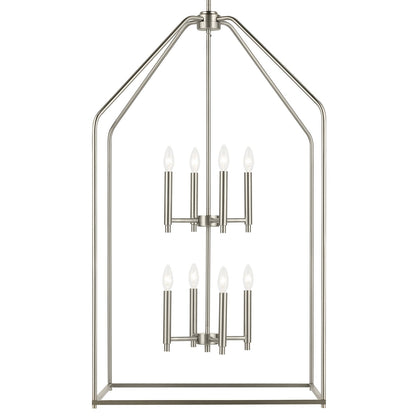 Kichler Madden 24in 8-Light Foyer Pendant | Modern Brushed Nickel | Entryway & Stairwell | 24 x 24 x 43 in | Model 52724NI