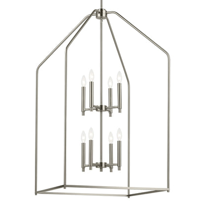 Kichler Madden 24in 8-Light Foyer Pendant | Modern Brushed Nickel | Entryway & Stairwell | 24 x 24 x 43 in | Model 52724NI