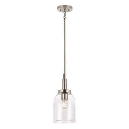 Kichler Madden 15in 1-Light Mini Pendant | Modern Brushed Nickel and Clear Glass | Kitchen Island & Dining Room | 15 in H | Model 52725NI