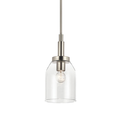 Kichler Madden 15in 1-Light Mini Pendant | Modern Brushed Nickel and Clear Glass | Kitchen Island & Dining Room | 15 in H | Model 52725NI
