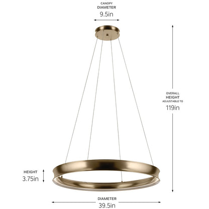 Kichler Larousse 39.5" LED Chandelier/Pendant, Champagne Bronze