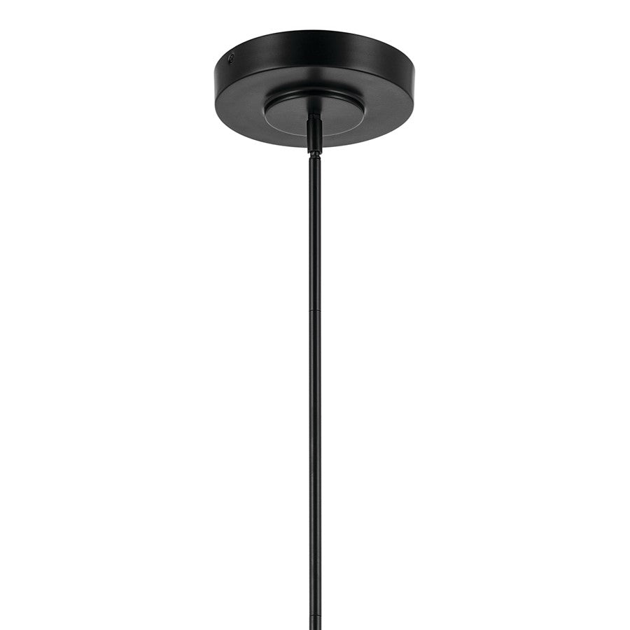 Kichler Riven 33" LED 12 Light Chandelier, Black/Clear Fluted Glass