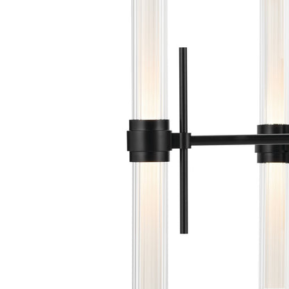 Kichler Riven 33" LED 12 Light Chandelier, Black/Clear Fluted Glass