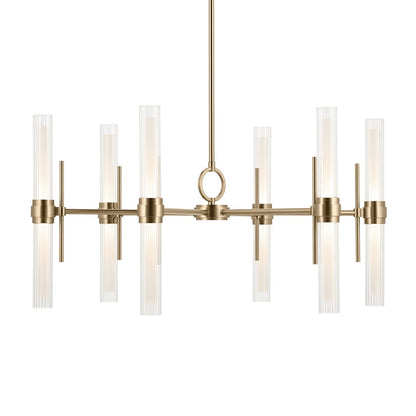 Kichler Riven 33" LED 12 Light Chandelier, Bronze/Clear Fluted