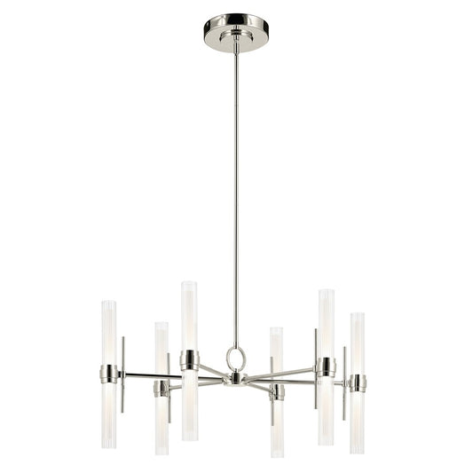 Kichler Riven 33" LED 12 Light Chandelier, Nickel/Clear Fluted - 52752PNLED