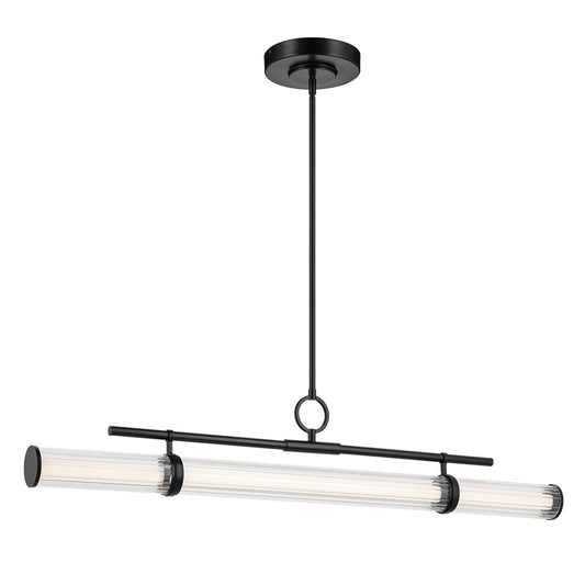 Kichler Riven 48.25" LED 1Lt Linear Chandelier, Black/Clear Fluted - 52753BKLED