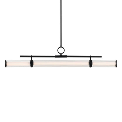 Kichler Riven 48.25" LED 1Lt Linear Chandelier, Black/Clear Fluted