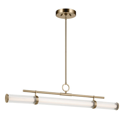 Kichler Riven 48.25" LED 1Lt Linear Chandelier, Bronze/Fluted - 52753CPZLED
