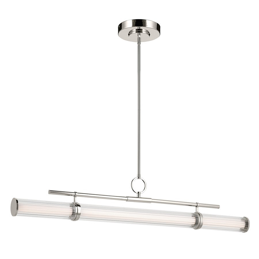 Kichler Riven 48.25" LED 1Lt Linear Chandelier, Nickel/Clear Fluted - 52753PNLED