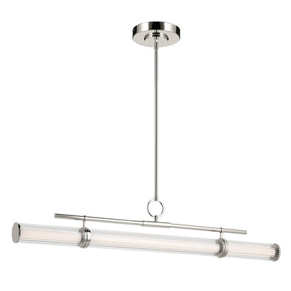 Kichler Riven 48.25" LED 1Lt Linear Chandelier, Nickel/Clear Fluted - 52753PNLED