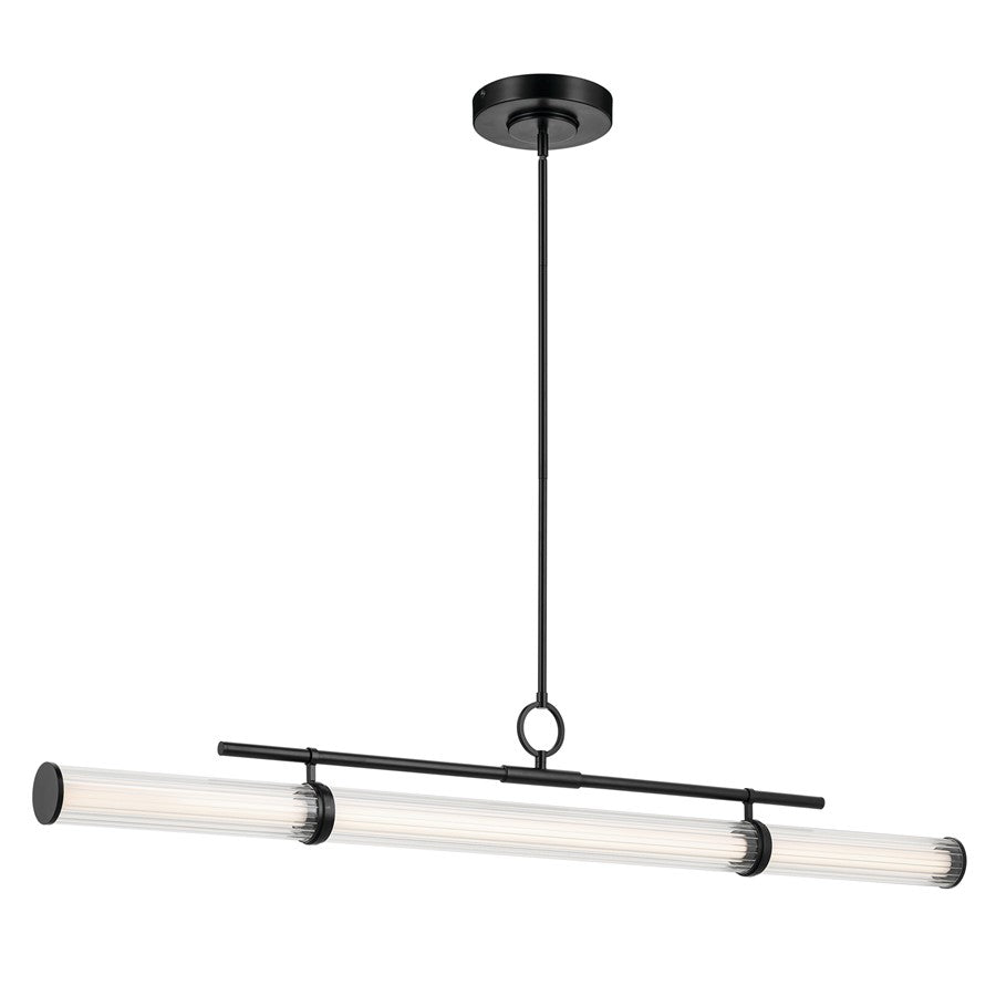 Kichler Riven 60.25" LED 1Lt Linear Chandelier, Black/Clear Fluted - 52754BKLED