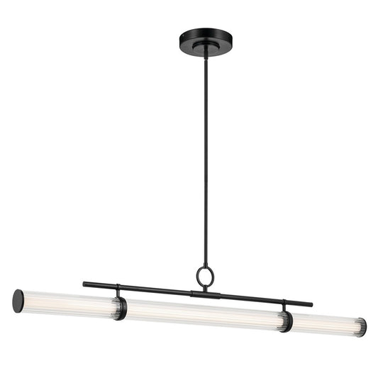 Kichler Riven 60.25" LED 1Lt Linear Chandelier, Black/Clear Fluted - 52754BKLED