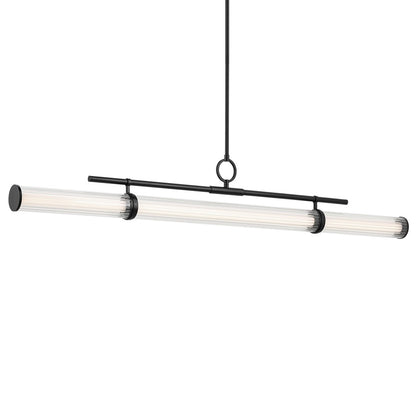 Kichler Riven 60.25" LED 1Lt Linear Chandelier, Black/Clear Fluted