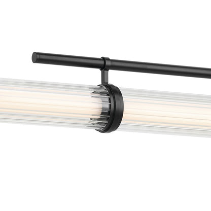 Kichler Riven 60.25" LED 1Lt Linear Chandelier, Black/Clear Fluted