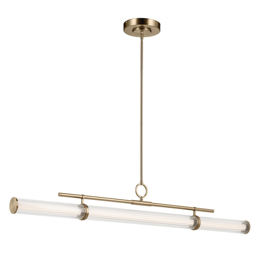 Kichler Riven 60.25" LED 1Lt Linear Chandelier, Bronze/Fluted - 52754CPZLED
