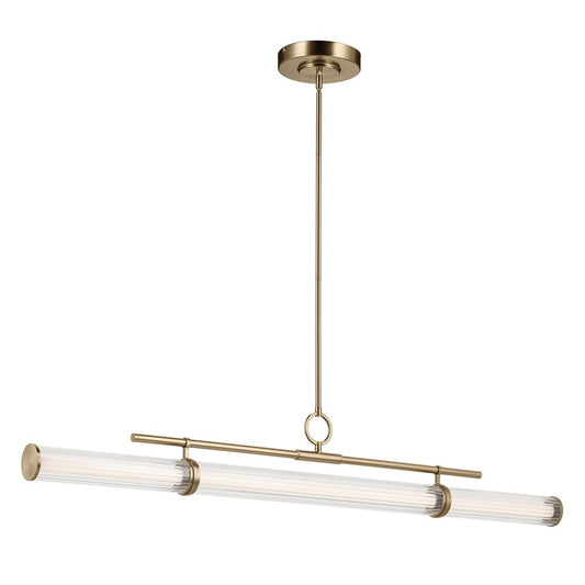 Kichler Riven 60.25" LED 1Lt Linear Chandelier, Bronze/Fluted - 52754CPZLED