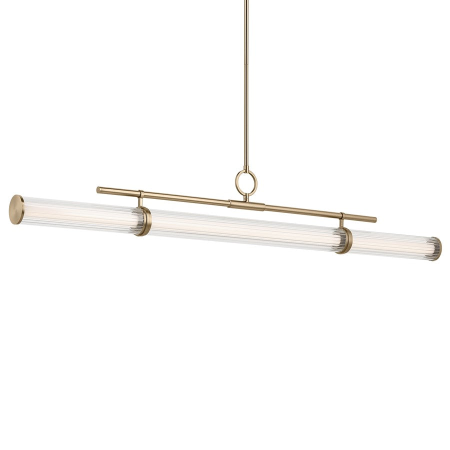 Kichler Riven 60.25" LED 1Lt Linear Chandelier, Bronze/Fluted