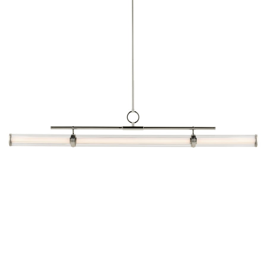 Kichler Riven 60.25" LED 1Lt Linear Chandelier, Nickel/Clear Fluted