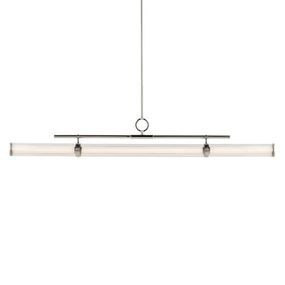 Kichler Riven 60.25" LED 1Lt Linear Chandelier, Nickel/Clear Fluted