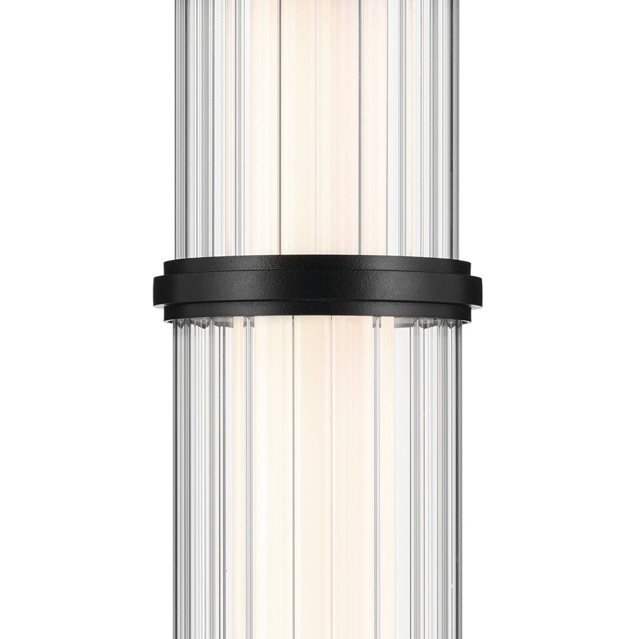 Kichler Riven 15.5" LED 1 Light Mini Pendant, Black/Clear Fluted