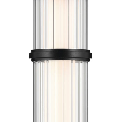 Kichler Riven 15.5" LED 1 Light Mini Pendant, Black/Clear Fluted