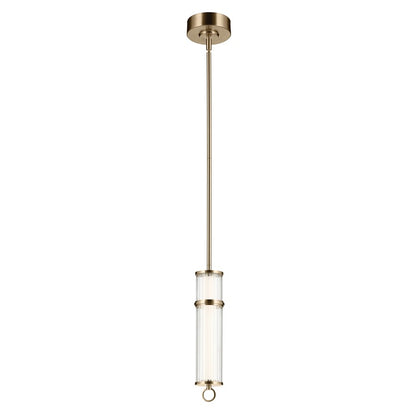 Kichler Riven 15.5" LED 1 Light Pendant, Bronze/Clear Fluted - 52755CPZLED