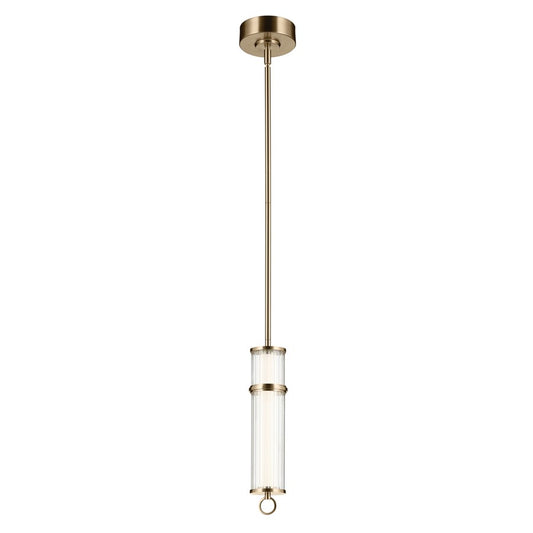 Kichler Riven 15.5" LED 1 Light Pendant, Bronze/Clear Fluted - 52755CPZLED