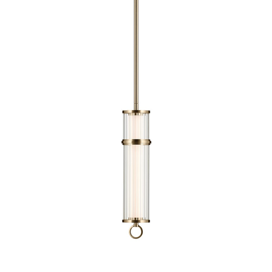 Kichler Riven 15.5" LED 1 Light Pendant, Bronze/Clear Fluted