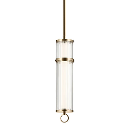 Kichler Riven 15.5" LED 1 Light Pendant, Bronze/Clear Fluted