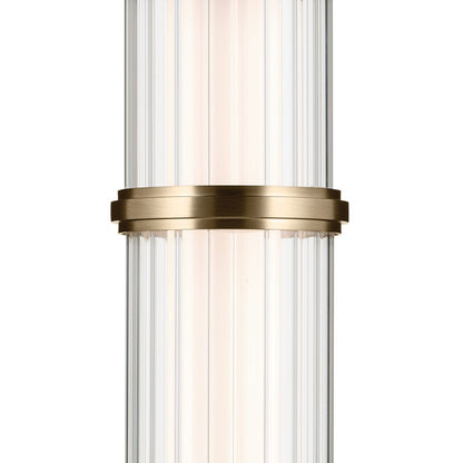 Kichler Riven 15.5" LED 1 Light Pendant, Bronze/Clear Fluted