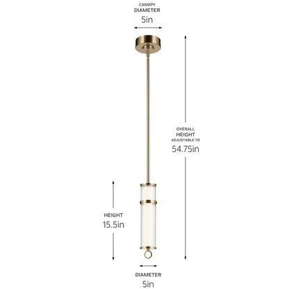 Kichler Riven 15.5" LED 1 Light Pendant, Bronze/Clear Fluted