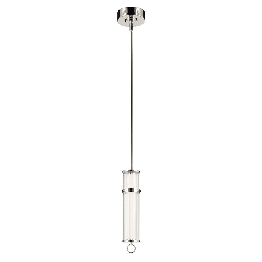 Kichler Riven 15.5" LED 1 Light Pendant, Nickel/Clear Fluted - 52755PNLED