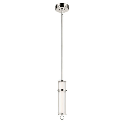 Kichler Riven 15.5" LED 1 Light Pendant, Nickel/Clear Fluted - 52755PNLED