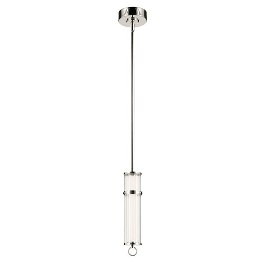 Kichler Riven 15.5" LED 1 Light Pendant, Nickel/Clear Fluted - 52755PNLED