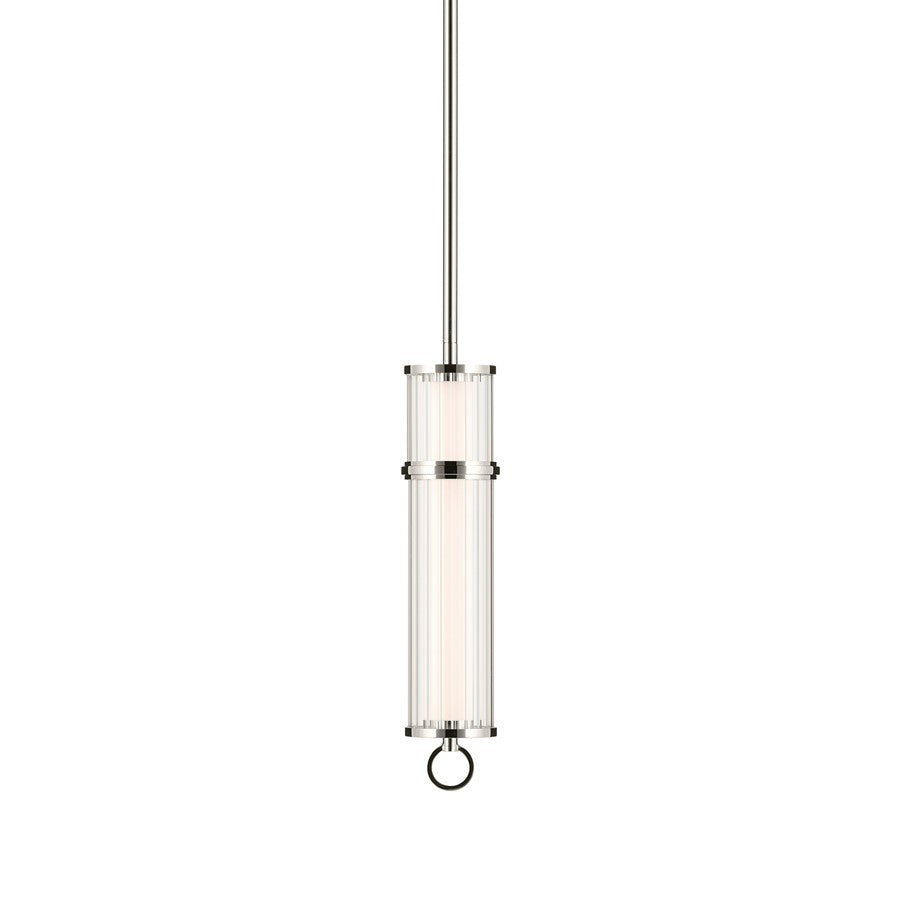 Kichler Riven 15.5" LED 1 Light Pendant, Nickel/Clear Fluted
