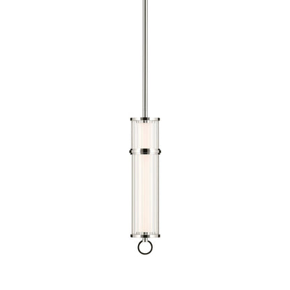 Kichler Riven 15.5" LED 1 Light Pendant, Nickel/Clear Fluted