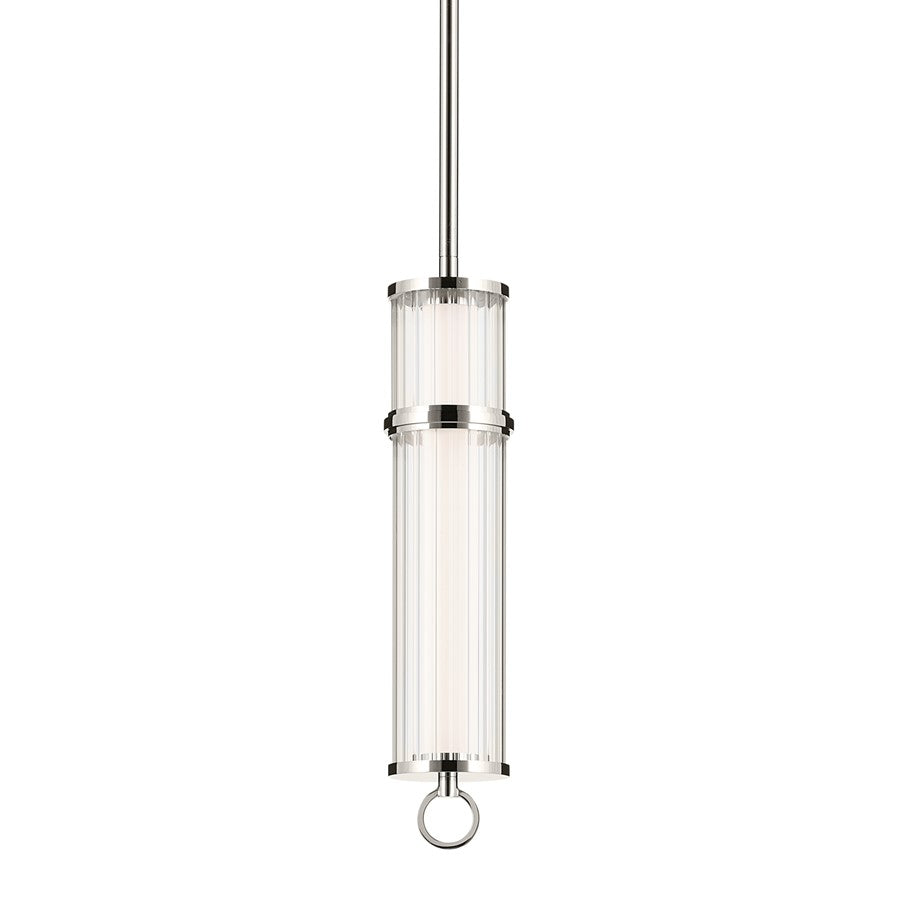 Kichler Riven 15.5" LED 1 Light Pendant, Nickel/Clear Fluted