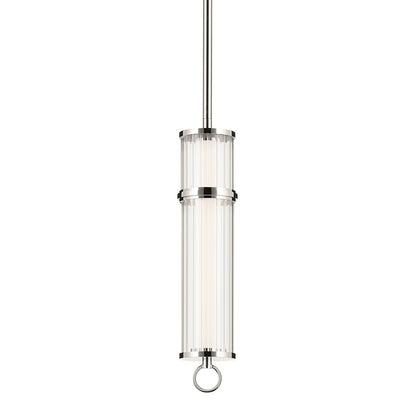 Kichler Riven 15.5" LED 1 Light Pendant, Nickel/Clear Fluted