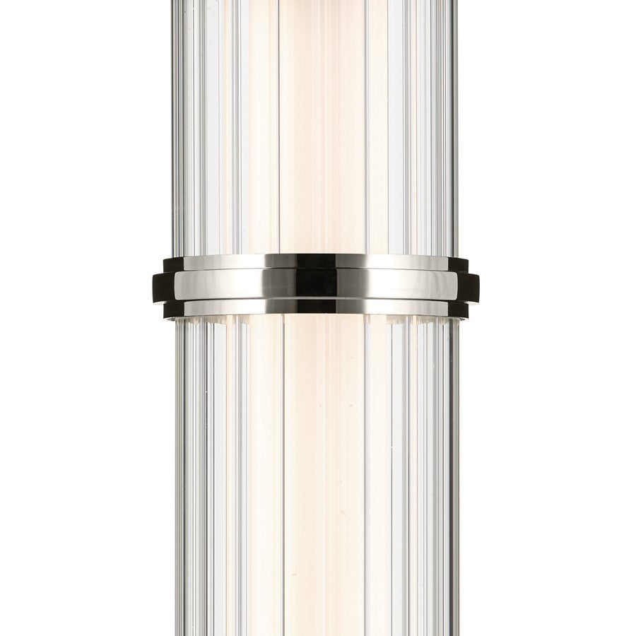Kichler Riven 15.5" LED 1 Light Pendant, Nickel/Clear Fluted