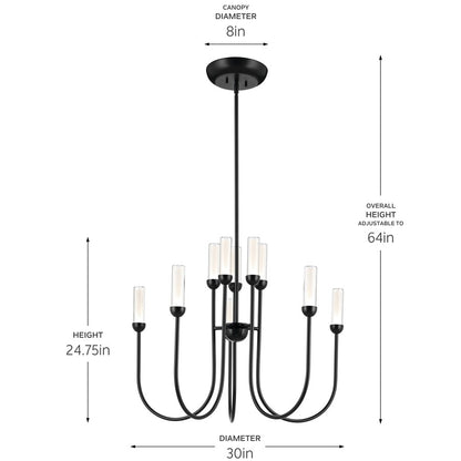 Kichler Moraine 30" LED 10 Light 2-Tier Chandelier, Black