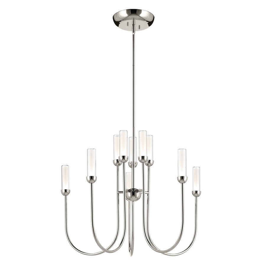 Kichler Moraine 30" LED 10 Light 2-Tier Chandelier, Nickel - 52757PNLED