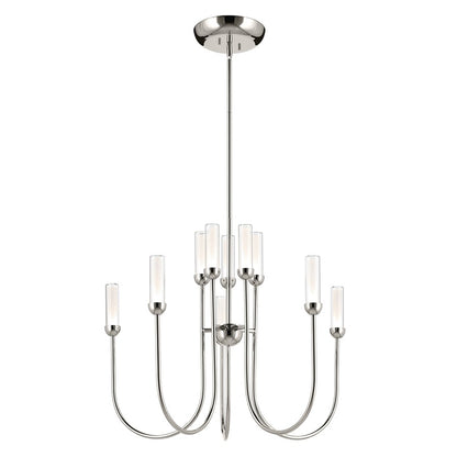 Kichler Moraine 30" LED 10 Light 2-Tier Chandelier, Nickel - 52757PNLED