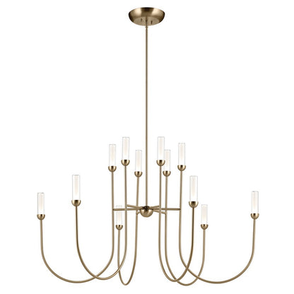 Kichler Moraine 50" LED 12 Light 2-Tier Chandelier, Bronze - 52758CPZLED