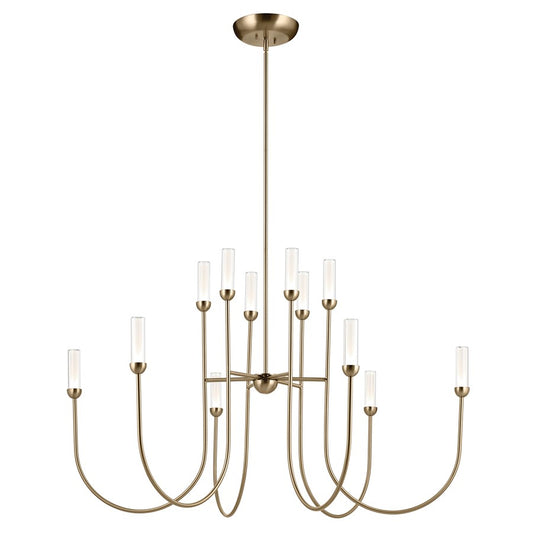 Kichler Moraine 50" LED 12 Light 2-Tier Chandelier, Bronze - 52758CPZLED