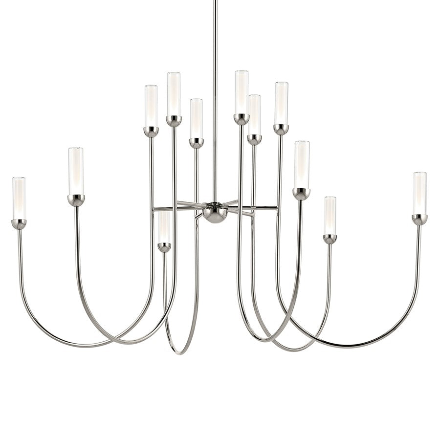 Kichler Moraine 50" LED 12 Light 2-Tier Chandelier, Nickel