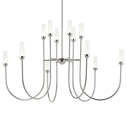 Kichler Moraine 50" LED 12 Light 2-Tier Chandelier, Nickel