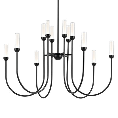 Kichler Moraine 40" LED 12 Light 2-Tier Chandelier, Black