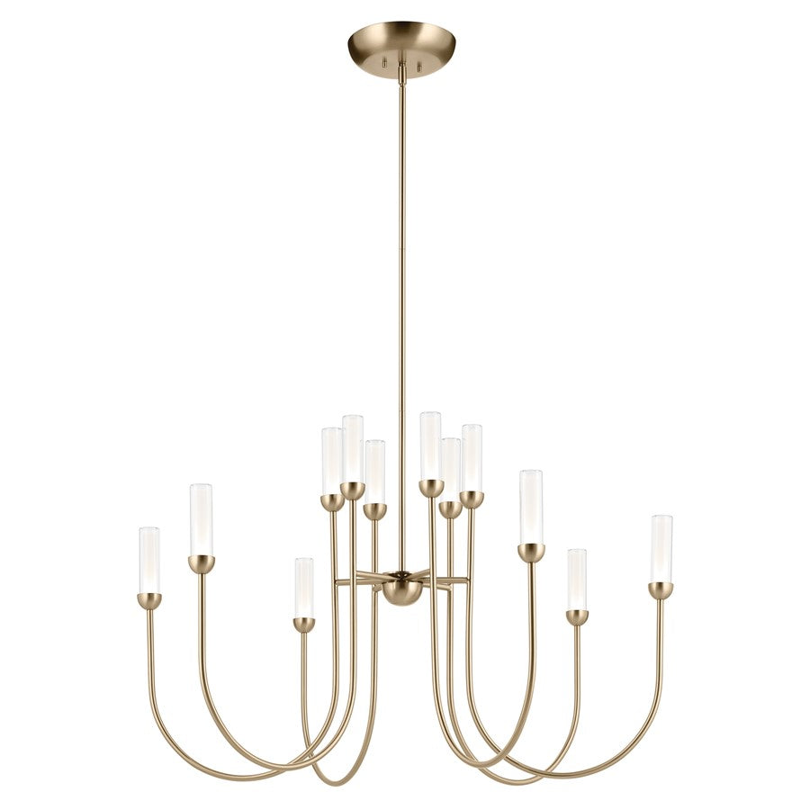 Kichler Moraine 40" LED 12 Light 2-Tier Chandelier, Bronze - 52759CPZLED
