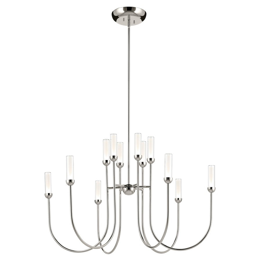Kichler Moraine 40" LED 12 Light 2-Tier Chandelier, Nickel - 52759PNLED
